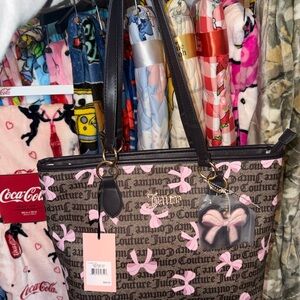 Juicy Couture Black and Pink Bow Tote